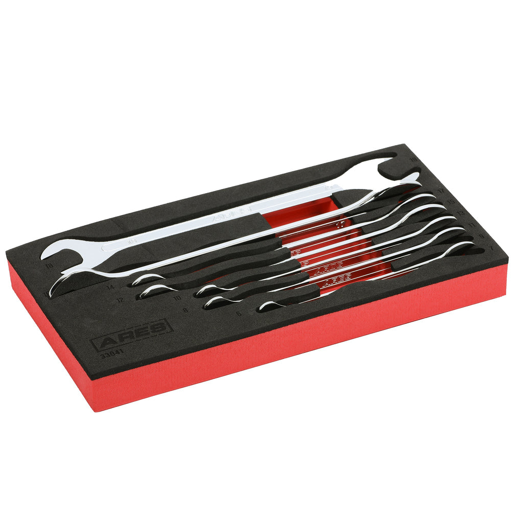 ARES 33041 - 7-Piece Metric Ultra-Thin Profile Double Open-End Wrench Set