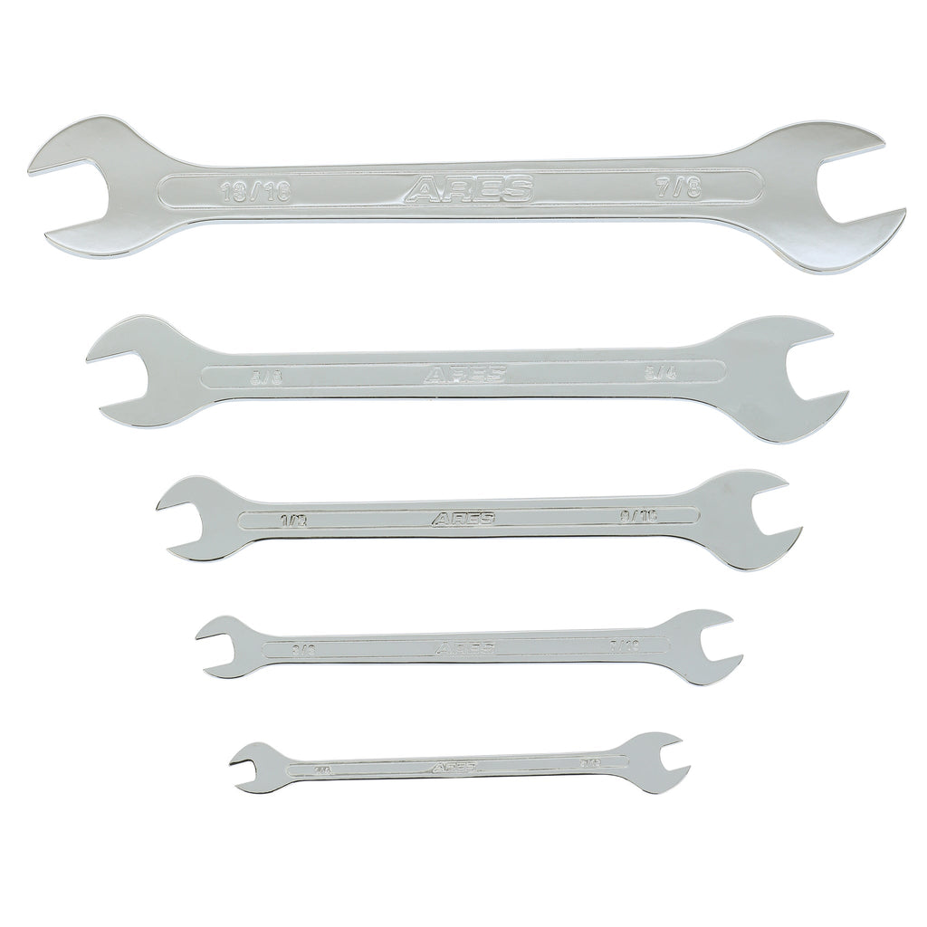 ARES 33042 - 5-Piece SAE Ultra-Thin Profile Double Open-End Wrench Set