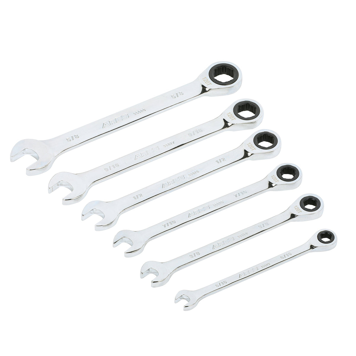 ARES 35020 - 6-Piece 120-Tooth SAE Non-Slip Ratcheting Wrench Set