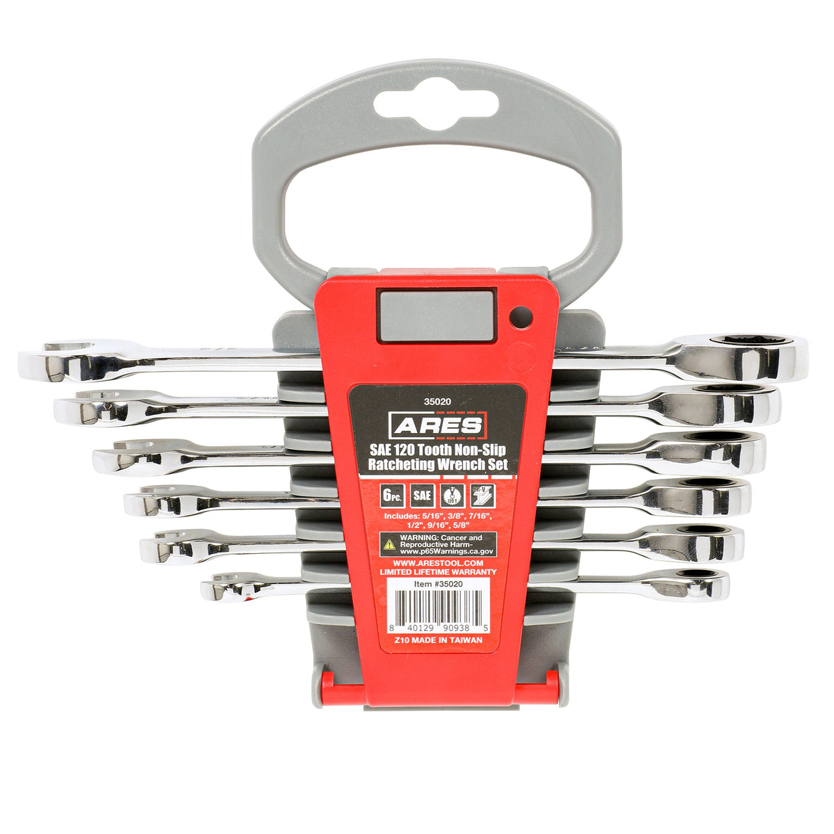 ARES 35020 - 6-Piece 120-Tooth SAE Non-Slip Ratcheting Wrench Set