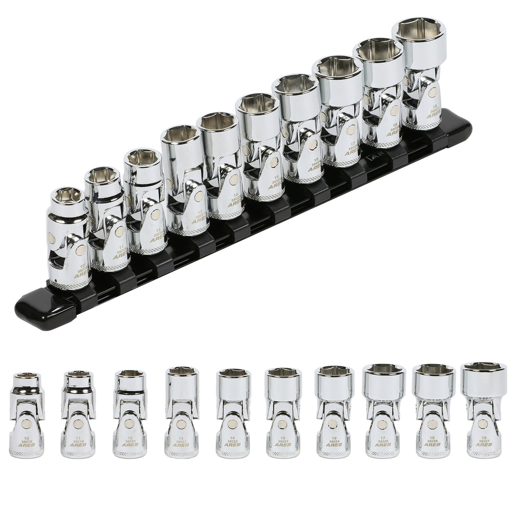ARES 39015 - 10-Piece 3/8-Inch Drive Metric Universal Flex Socket Set