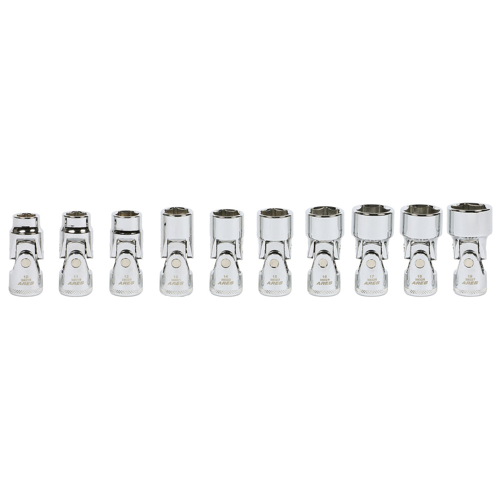 ARES 39015 - 10-Piece 3/8-Inch Drive Metric Universal Flex Socket Set