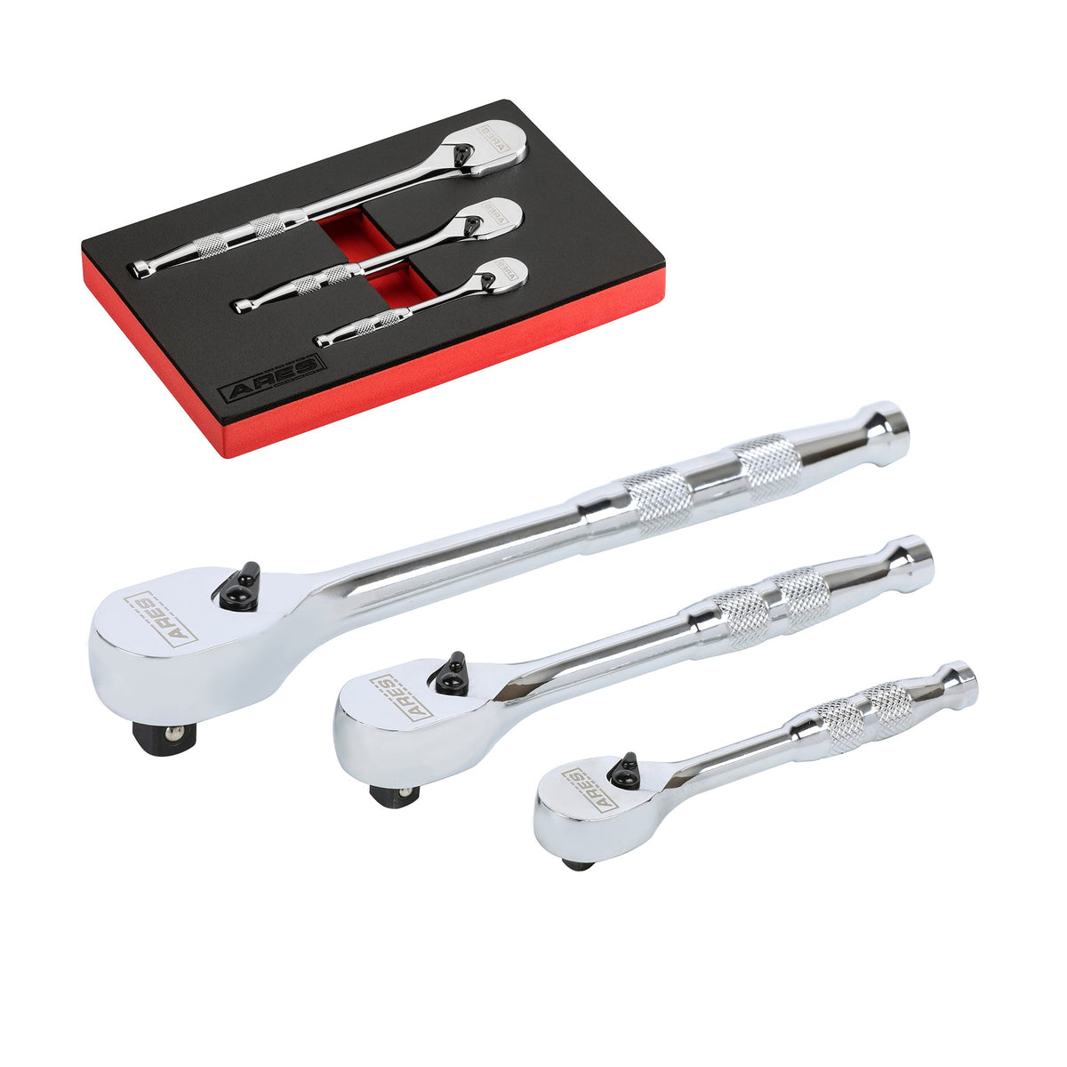 ARES 42000 - 3-Piece 90-Tooth Full Polish Ratchet Set