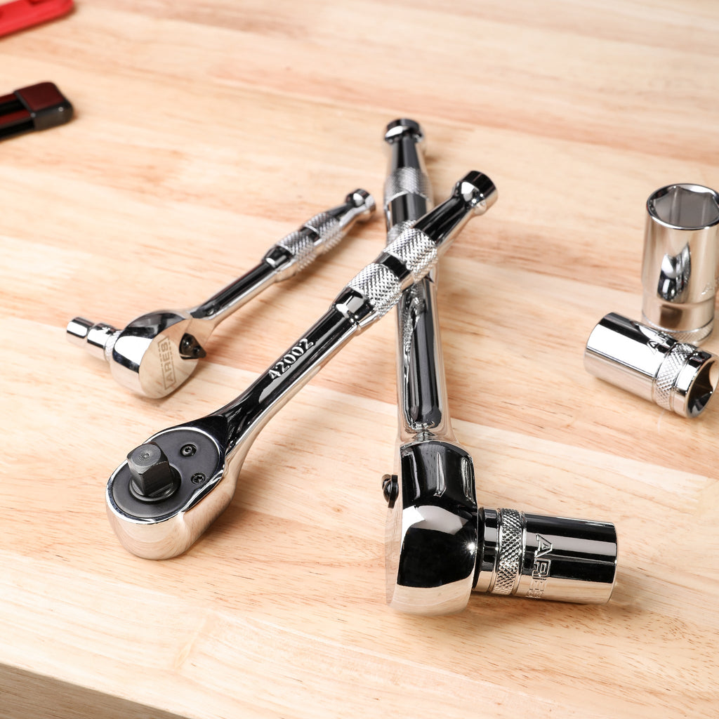 ARES 42000 - 3-Piece 90-Tooth Full Polish Ratchet Set