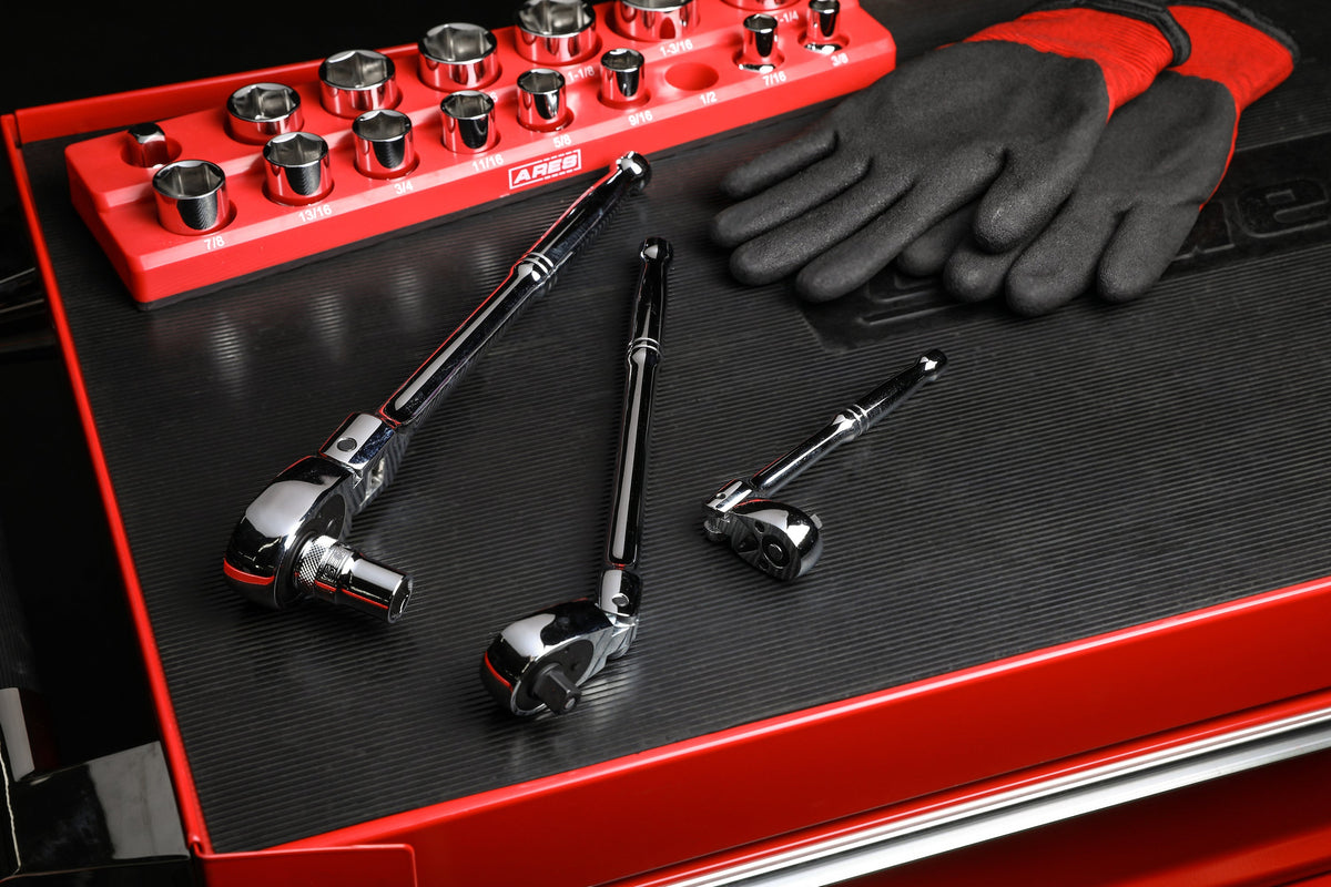 ARES 42028 - 3-Piece 72-Tooth Flex Head Ratchet Set
