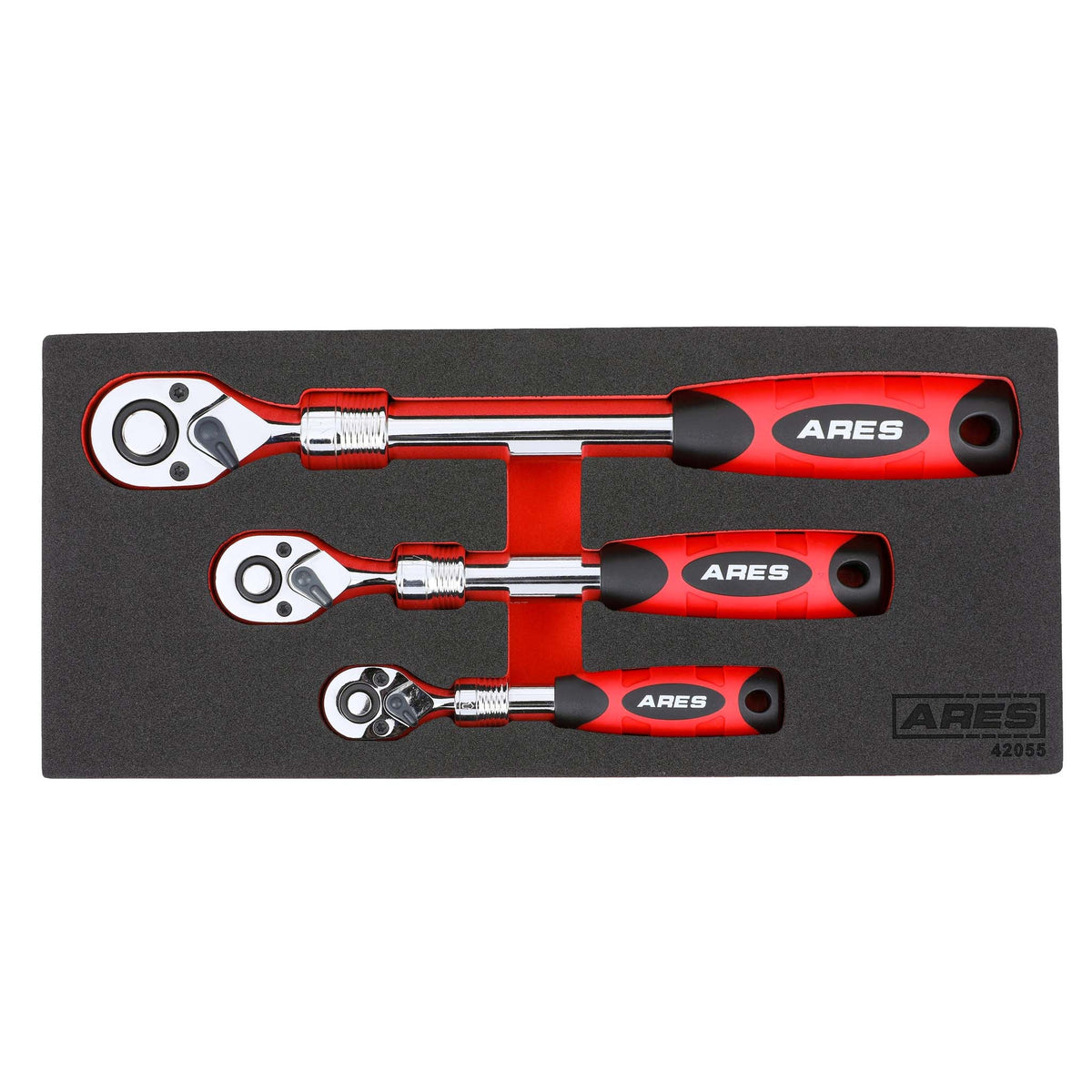 ARES 42055 - 3-Piece 72-Tooth Extendable Ratchet Set