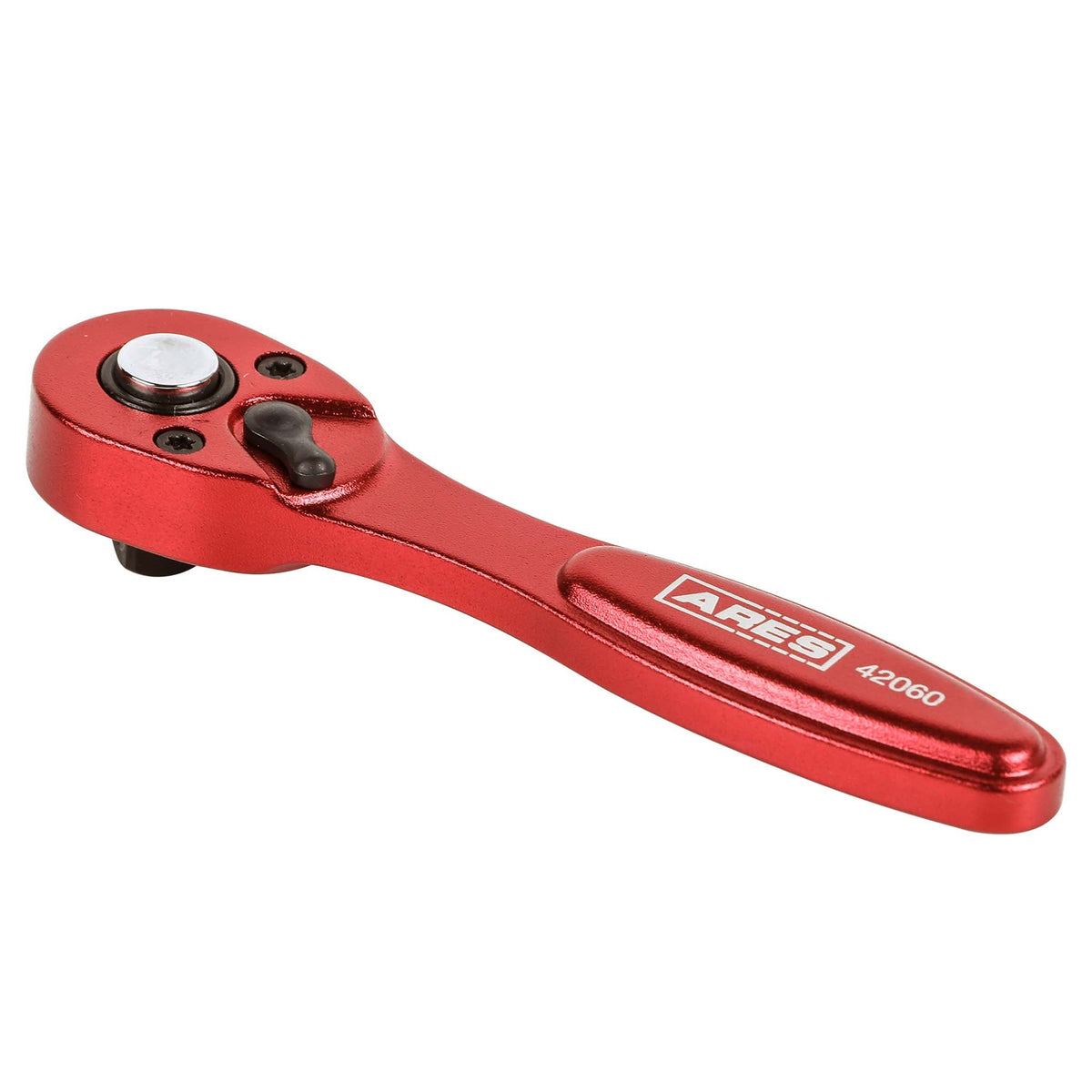 ARES 42060 - 1/4-Inch Drive 72-Tooth Anodized Aluminum Red Stubby Micro Ratchet