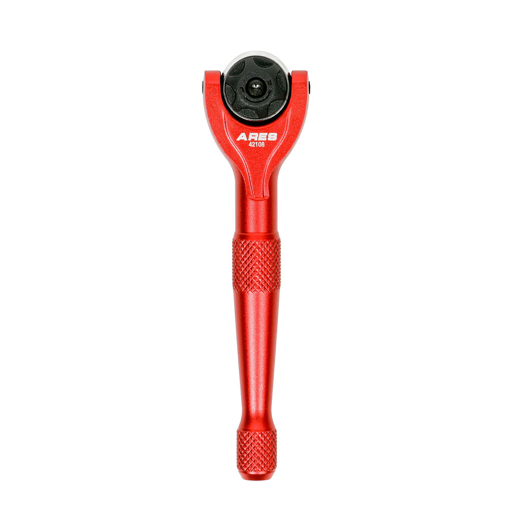 ARES 42108 - Red 1/4-Inch Drive 90-Tooth Mini Swivel Head Ratchet
