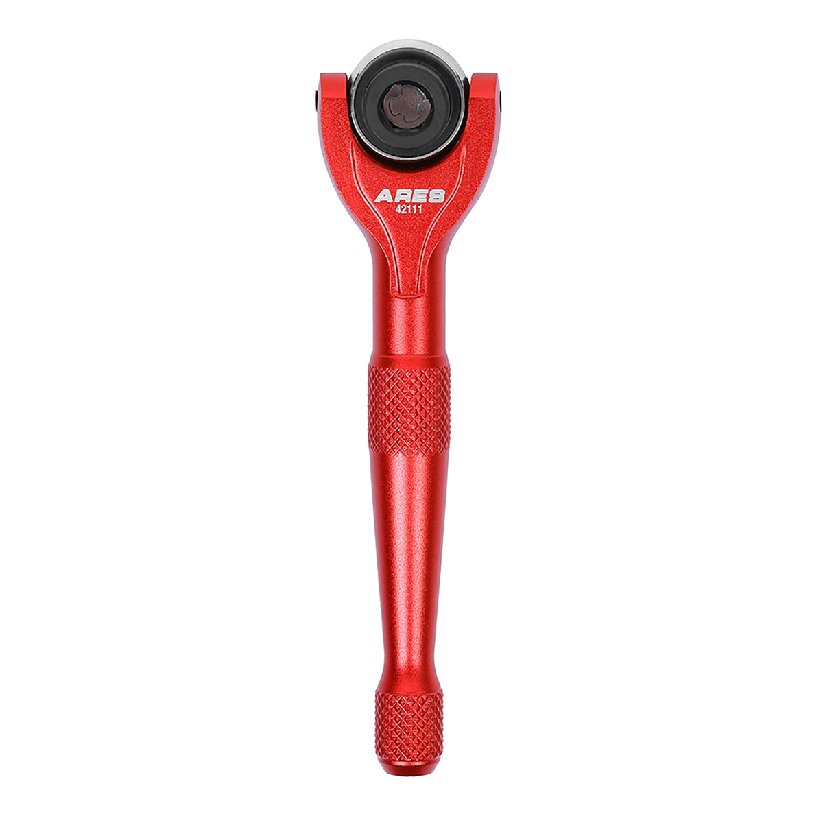 ARES 42111 - Red 1/4-Inch Drive 90-Tooth Mini Swivel Head Hex Bit Ratchet