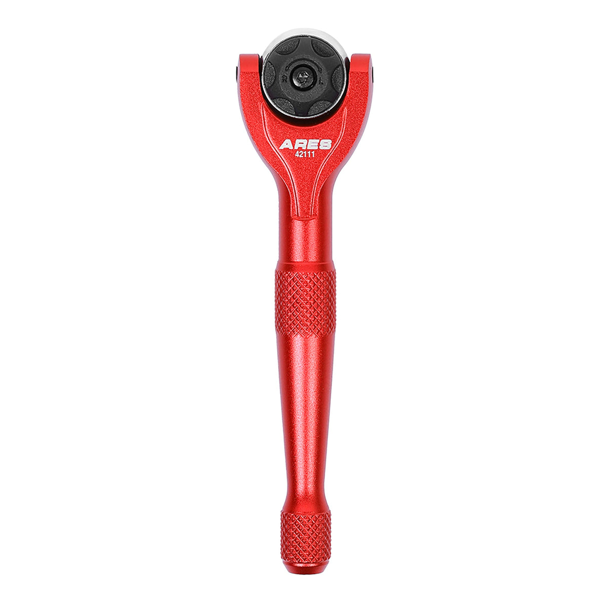 ARES 42111 - Red 1/4-Inch Drive 90-Tooth Mini Swivel Head Hex Bit Ratchet