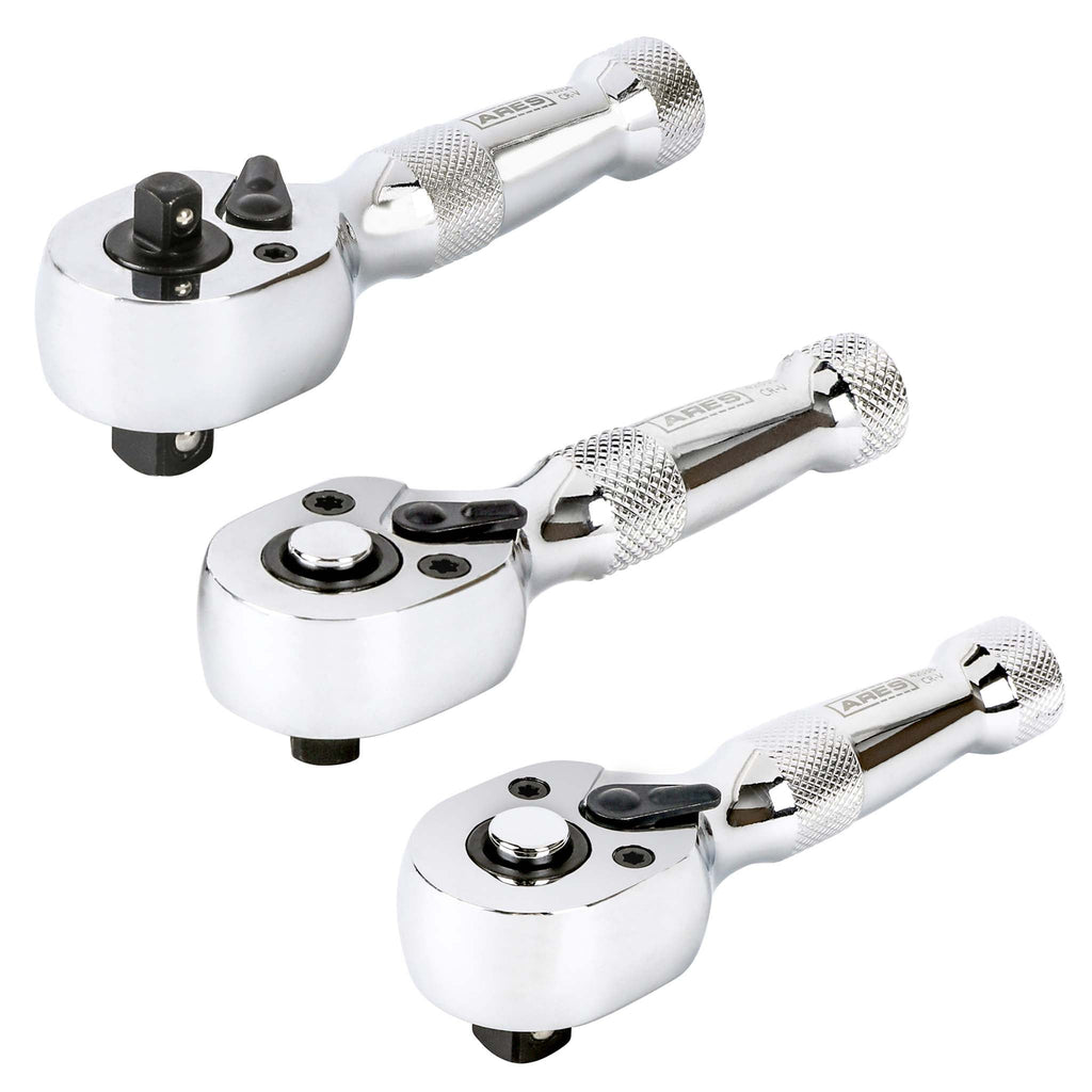 ARES 42142 - 3-Piece 72-Tooth Stubby Ratchet Set