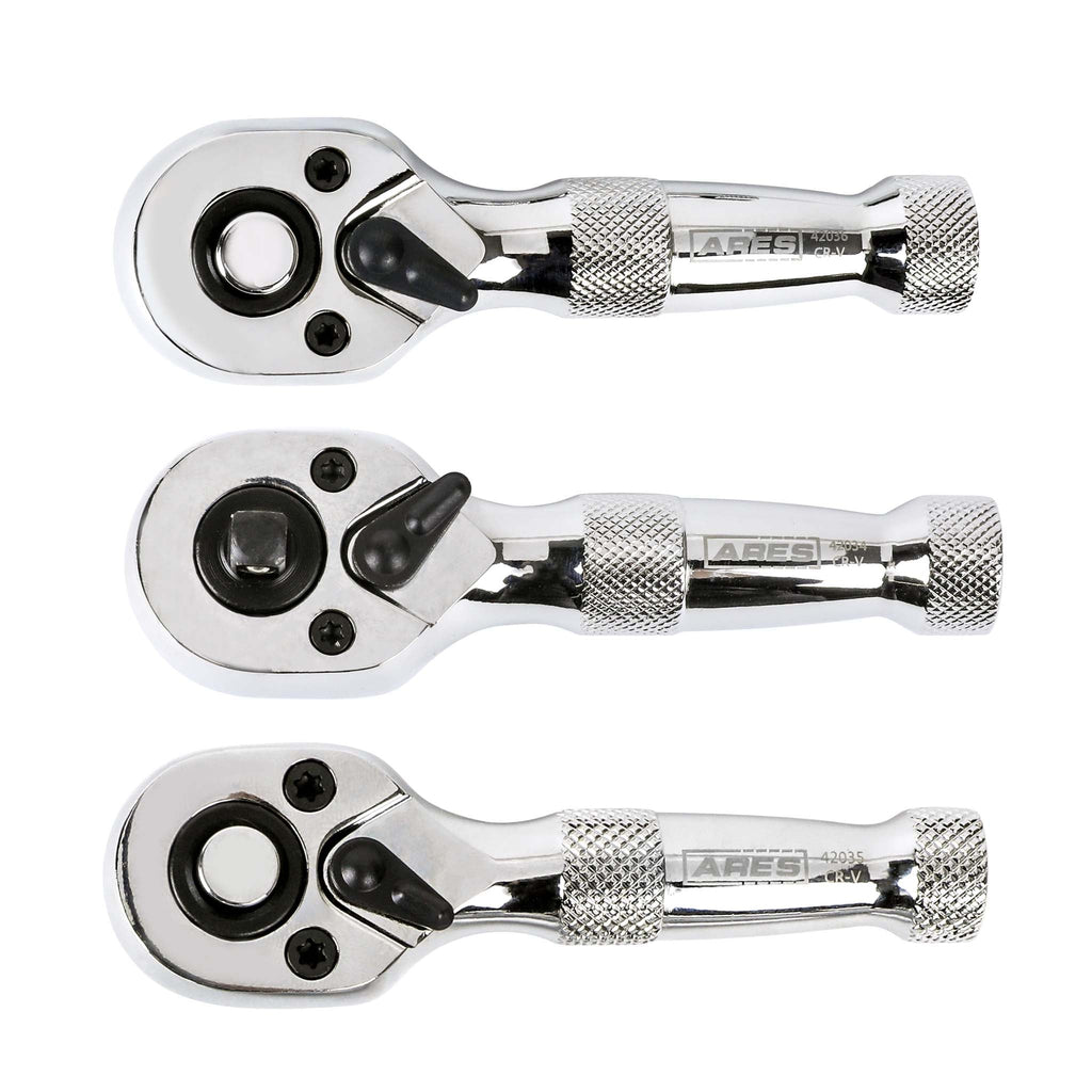 ARES 42142 - 3-Piece 72-Tooth Stubby Ratchet Set