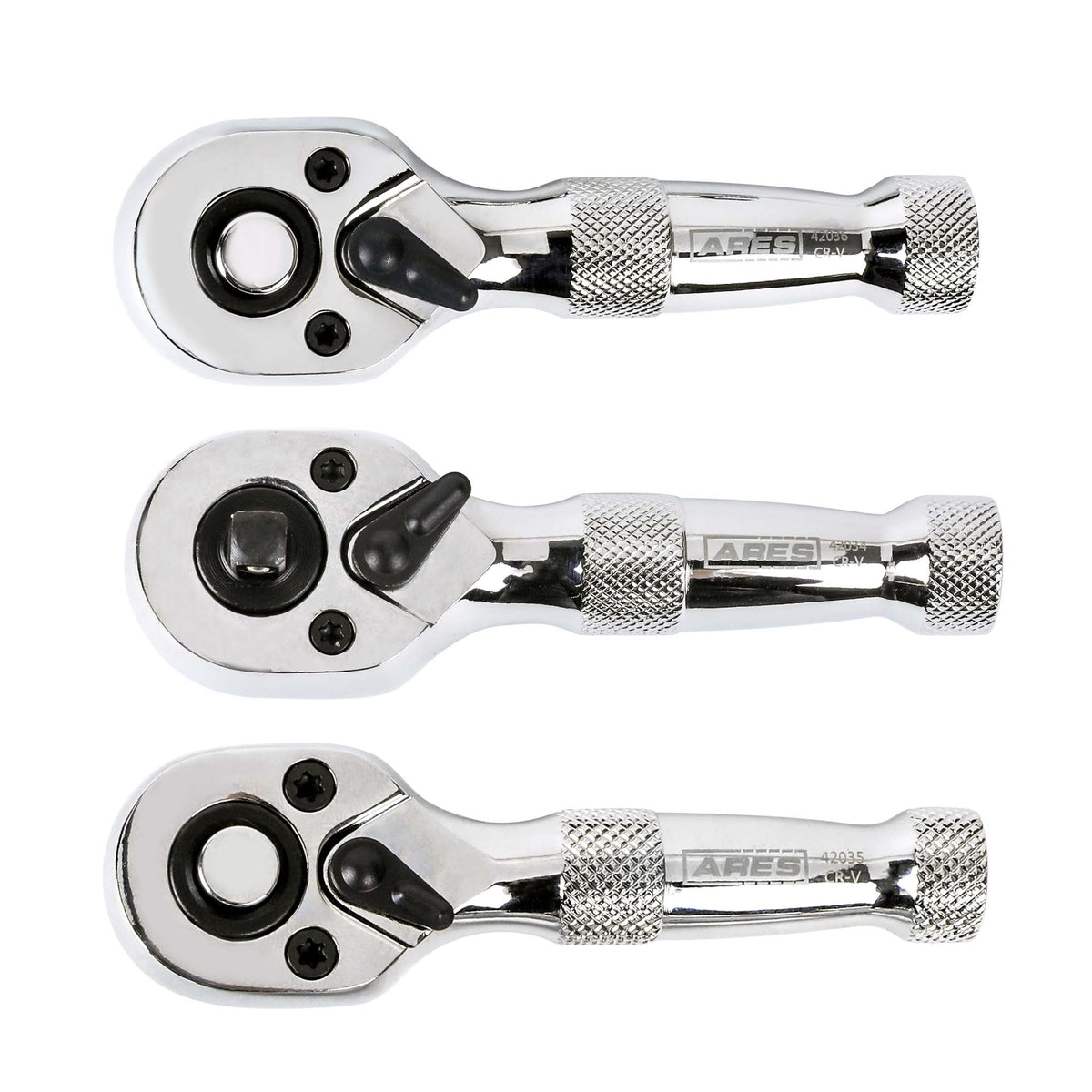 ARES 42142 - 3-Piece 72-Tooth Stubby Ratchet Set