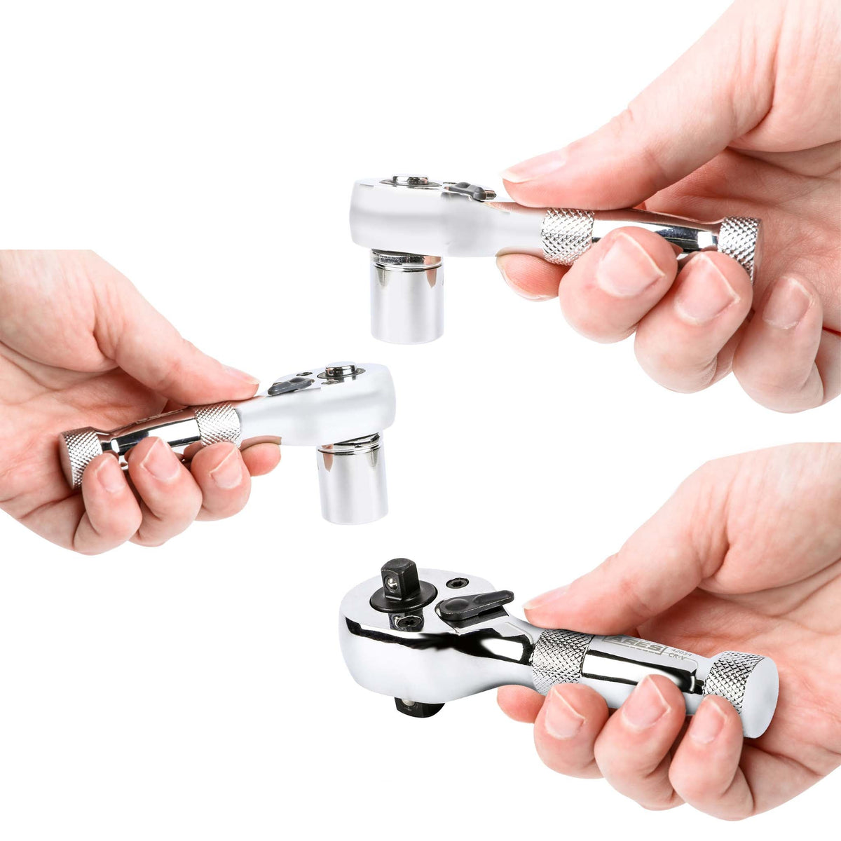 ARES 42142 - 3-Piece 72-Tooth Stubby Ratchet Set