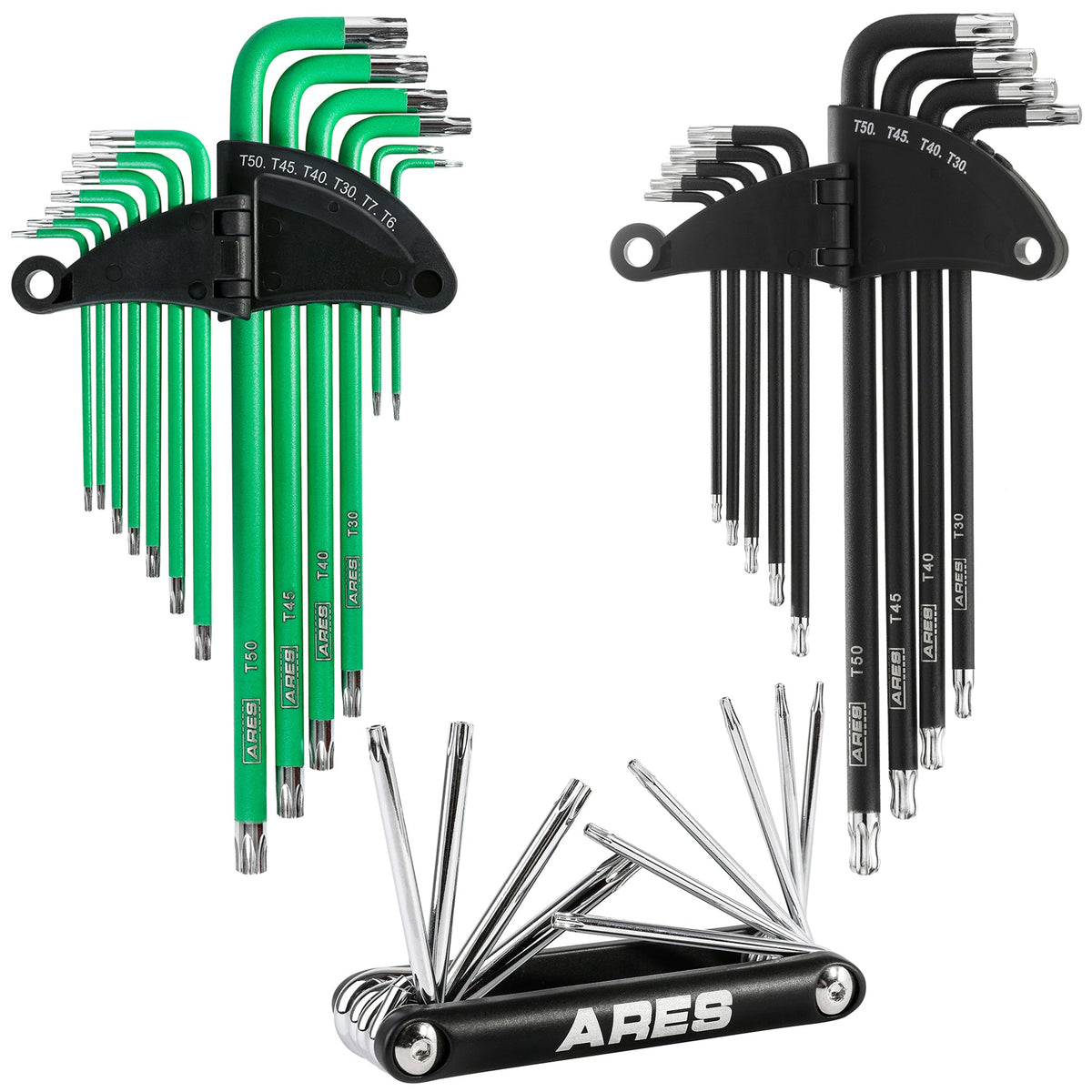 ARES 4241005 - 32-Piece Torx & Star Key Set (Long Arm + Folding)