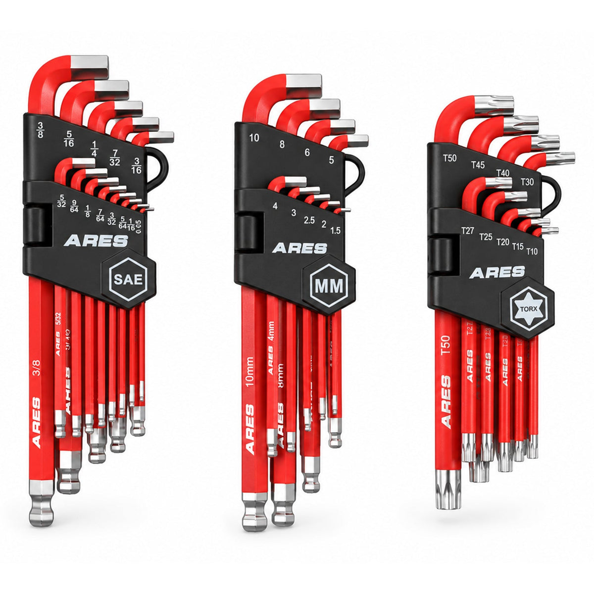 ARES 4241006 - 31-Piece Stubby Allen Wrench Set with Short-Arm Design