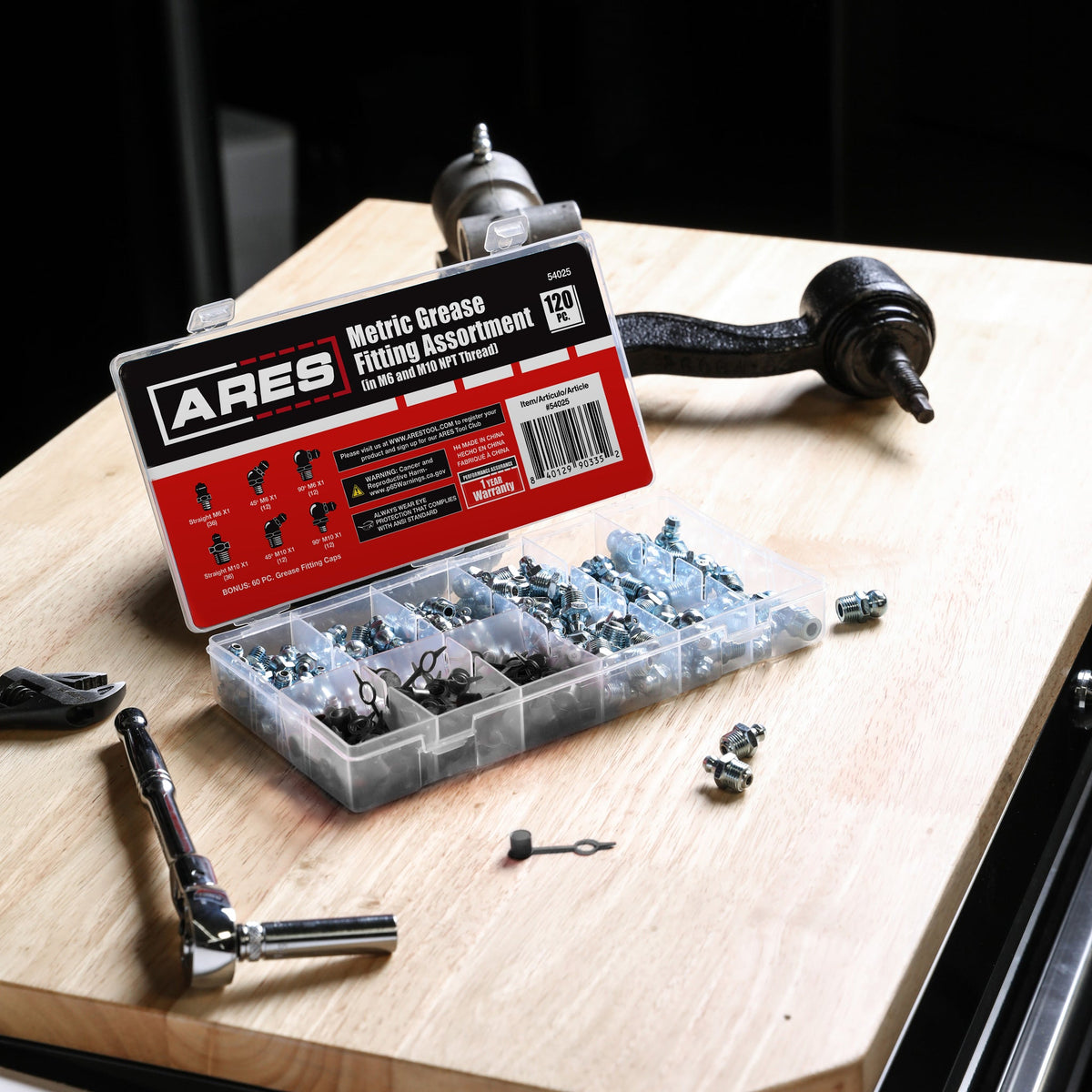 ARES 54025 - 120-Piece MM Metric Grease Fittings Set