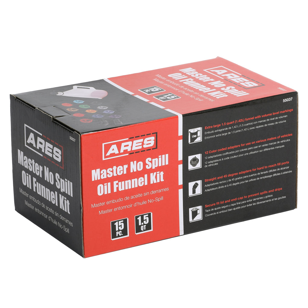 ARES 55037 - 15-Piece Master No-Spill Oil Funnel Filling Kit