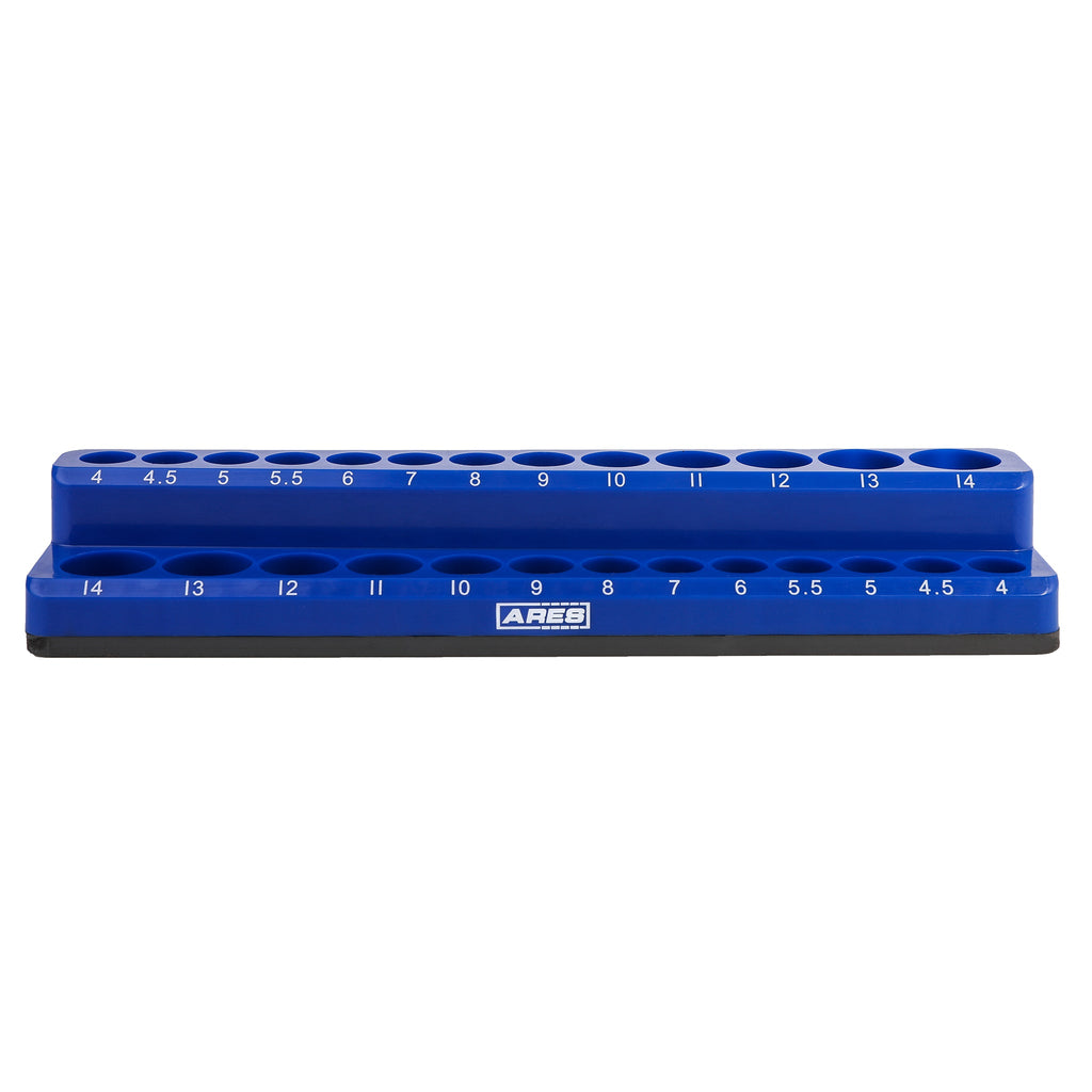 ARES 60006 - 26-Piece 1/4" Blue Metric Magnetic Socket Organizer
