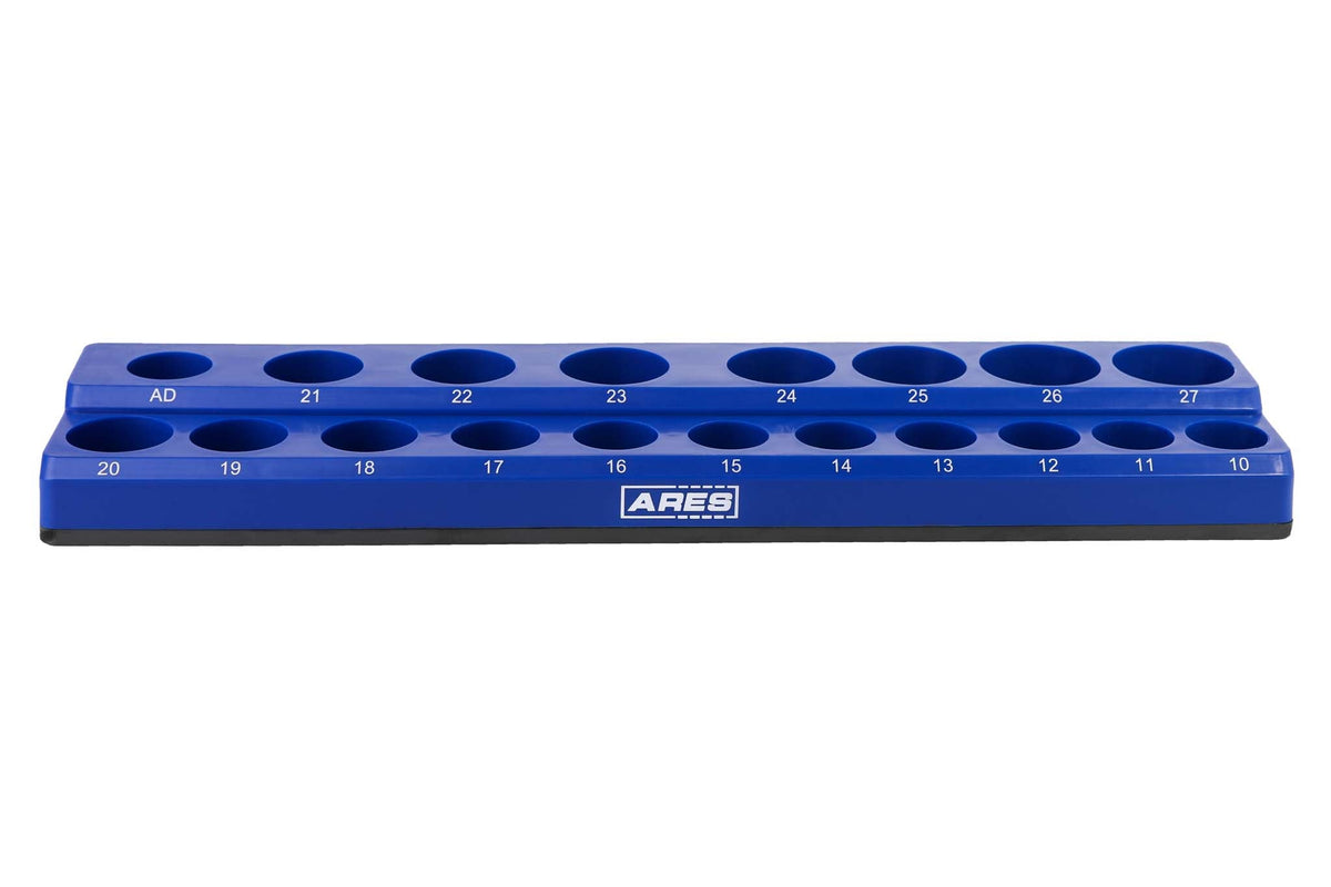 ARES 60010 - 19-Piece 1/2-Inch Blue Metric Magnetic Socket Organizer