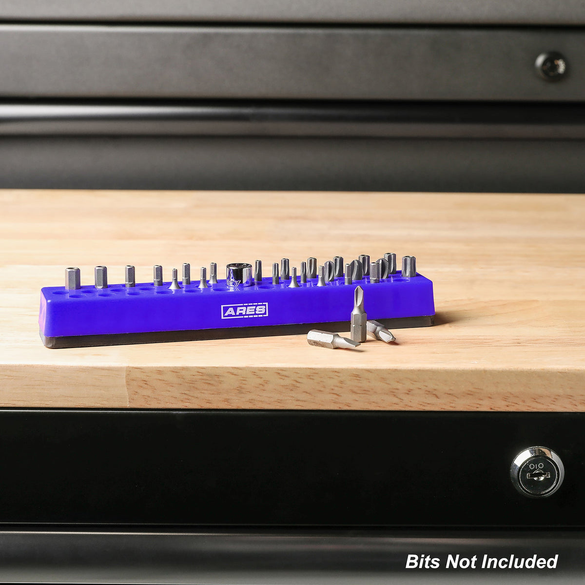 ARES 60012 - Blue 37 Hole Hex Bit Organizer with Strong Magnetic Base