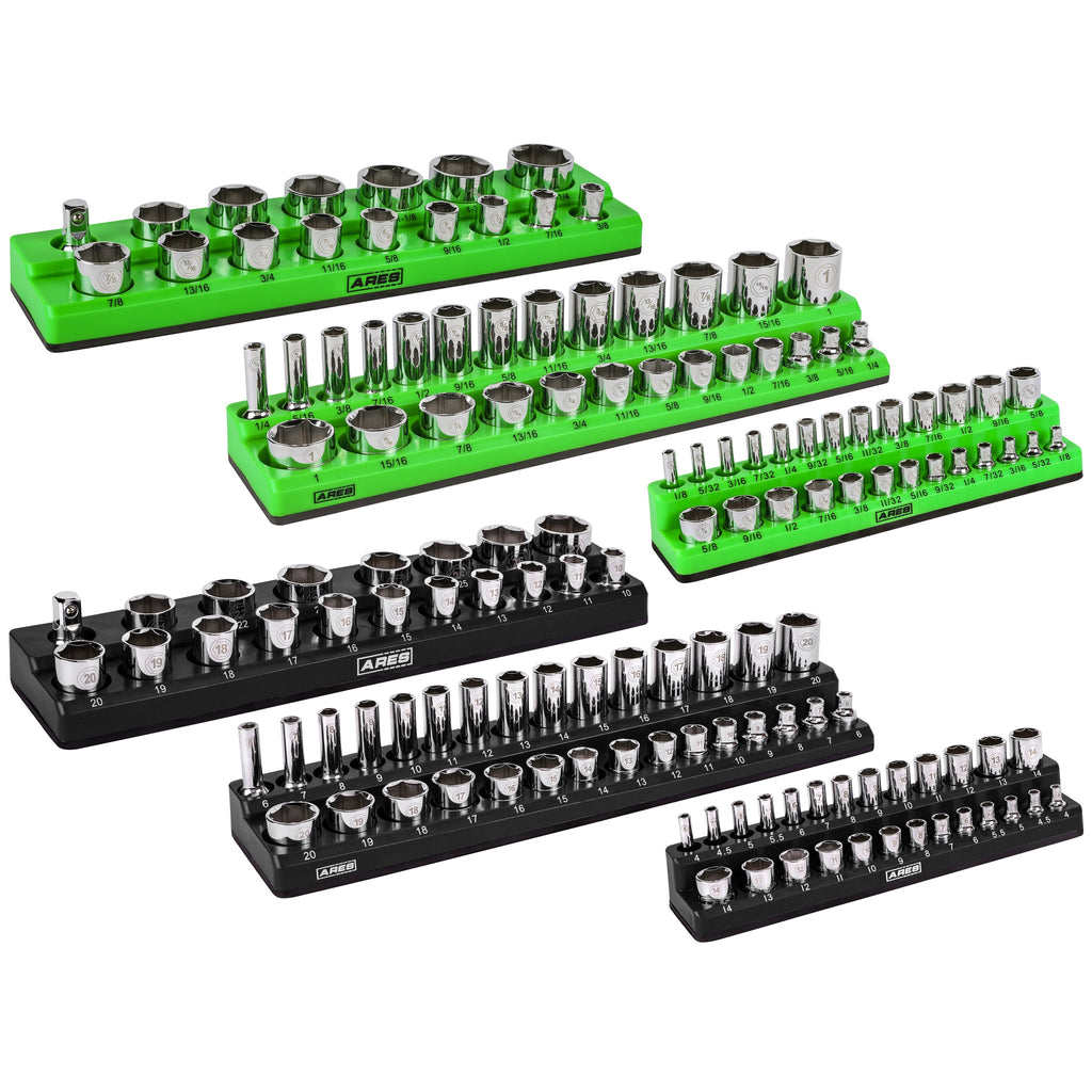 ARES Magnetic Socket Organizer Set – 143-Piece Capacity for Metric & SAE Toolboxes | Debris-Proof Holders