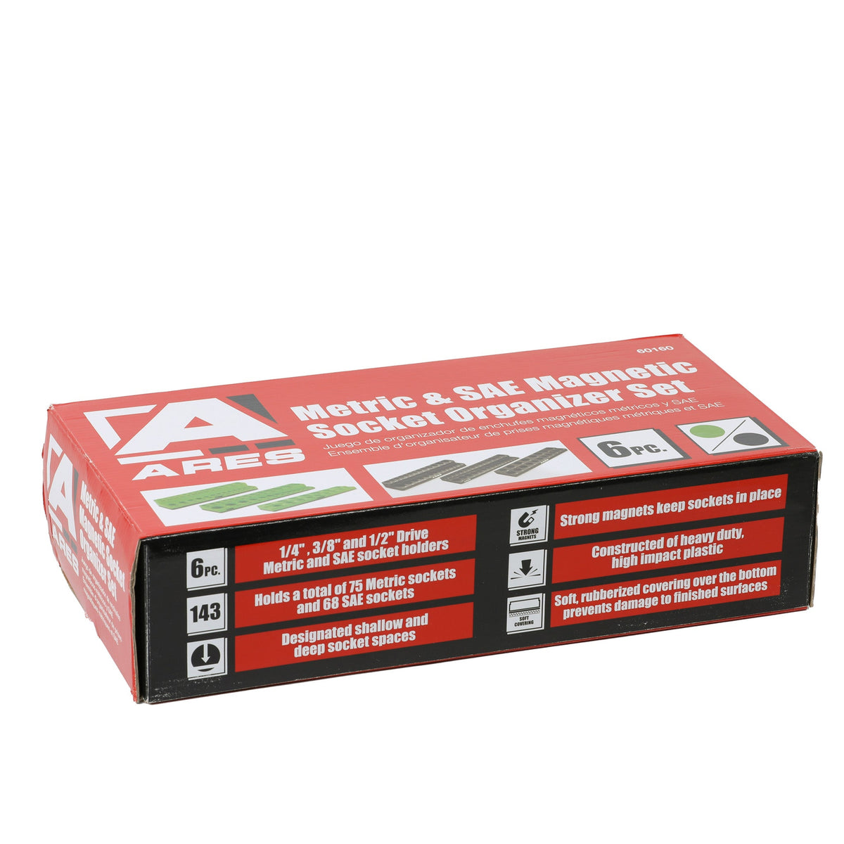 ARES Magnetic Socket Organizer Set – 143-Piece Capacity for Metric & SAE Toolboxes | Debris-Proof Holders