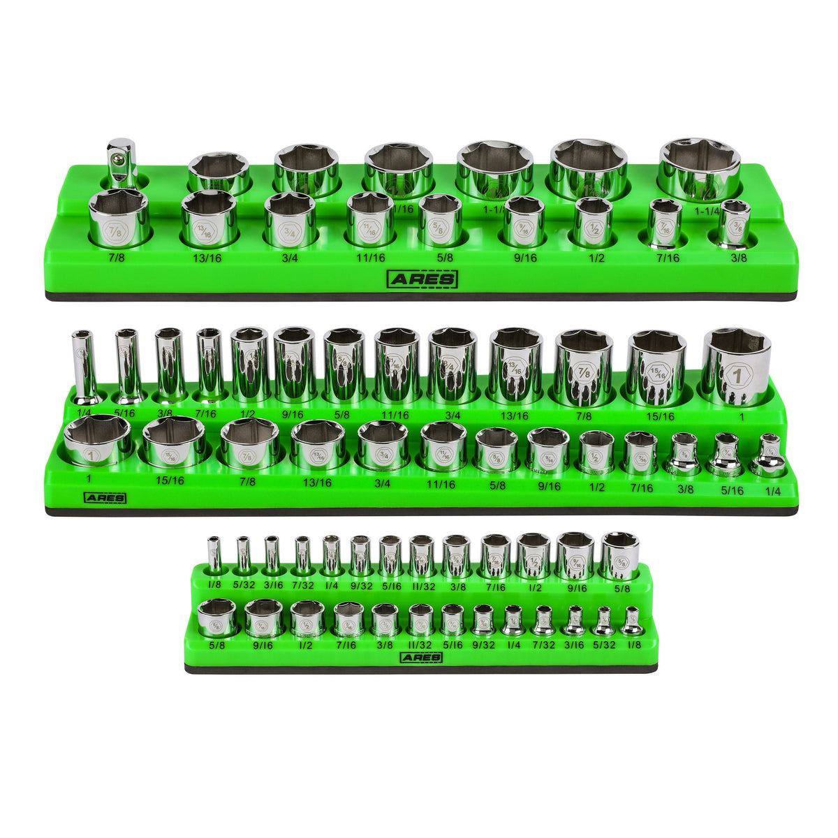 ARES Magnetic Socket Organizer Set – 143-Piece Capacity for Metric & SAE Toolboxes | Debris-Proof Holders