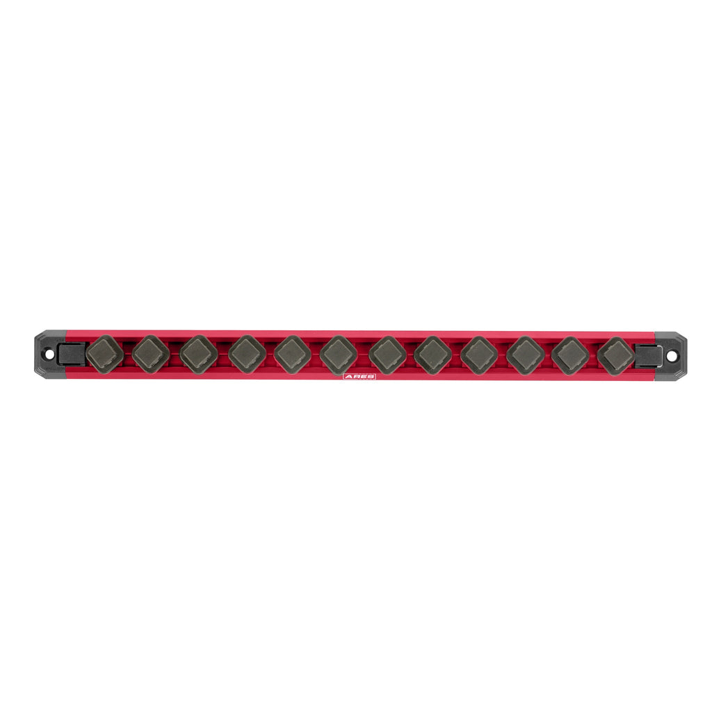 ARES 60170 - 1/2-Inch Drive 15.5-Inch Red Twist Lock Magnetic Socket Rail