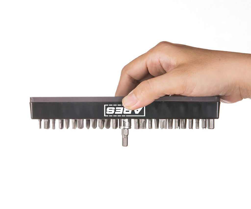 ARES 70080 - Black 37 Hole Hex Bit Organizer with Strong Magnetic Base
