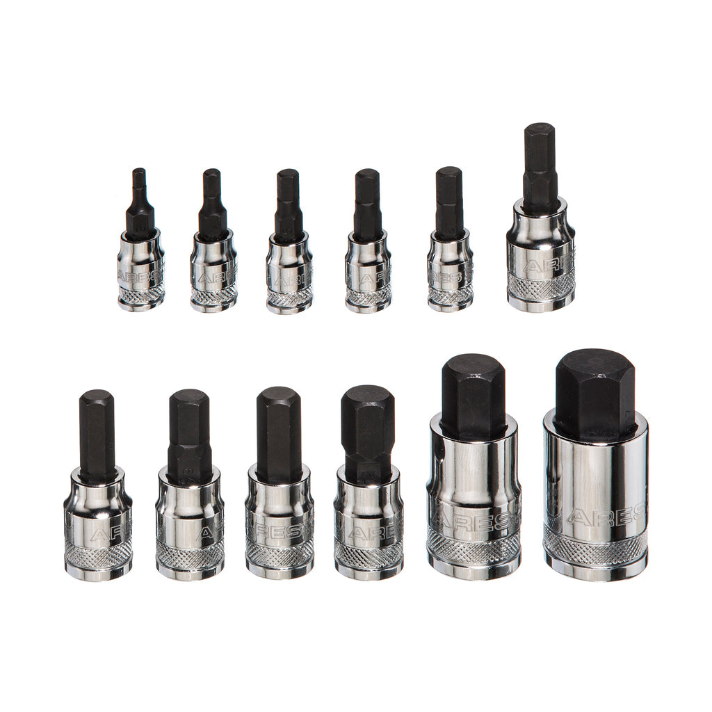 ARES 70108 - 12-Piece Metric Hex Bit Socket Set