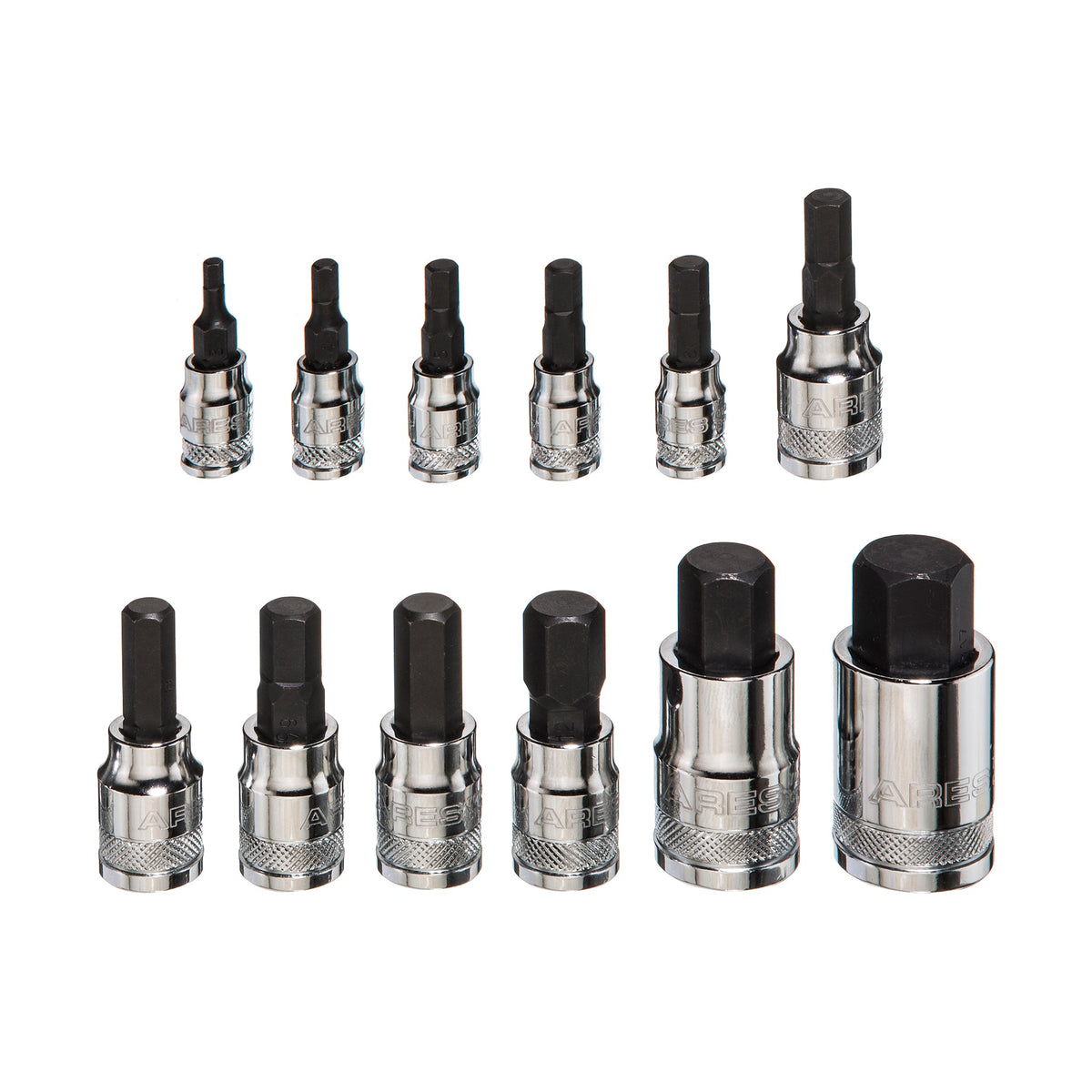 ARES 70108 - 12-Piece Metric Hex Bit Socket Set