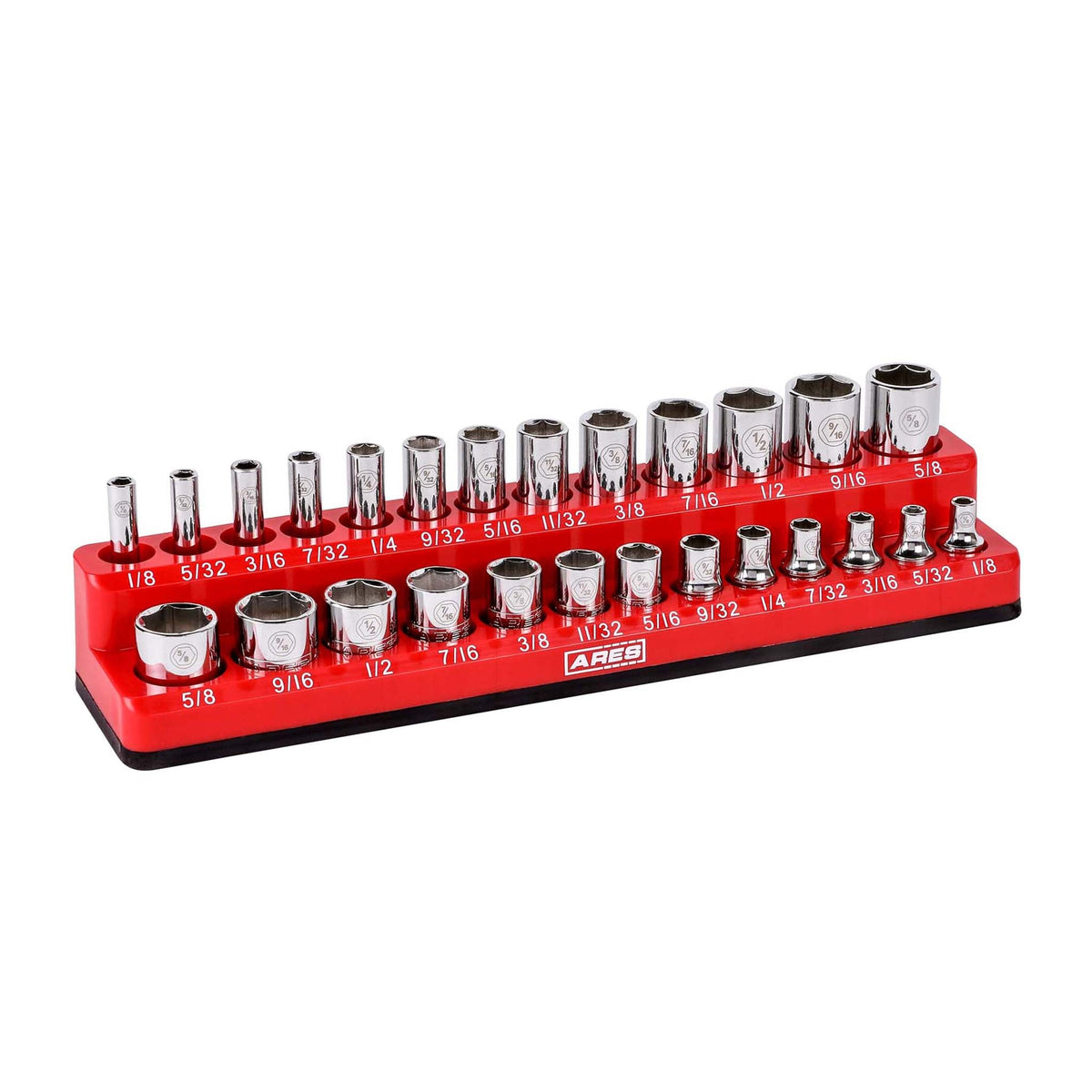 ARES 70232 - 26-Piece 1/4" Red SAE Magnetic Socket Holder