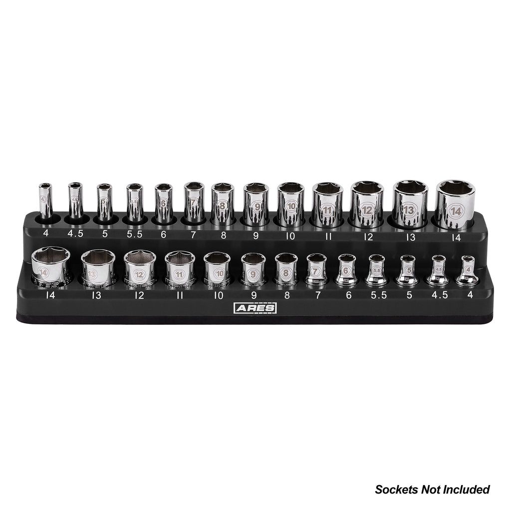 ARES 70233 - 26-Piece 1/4" Black Metric Magnetic Socket Holder