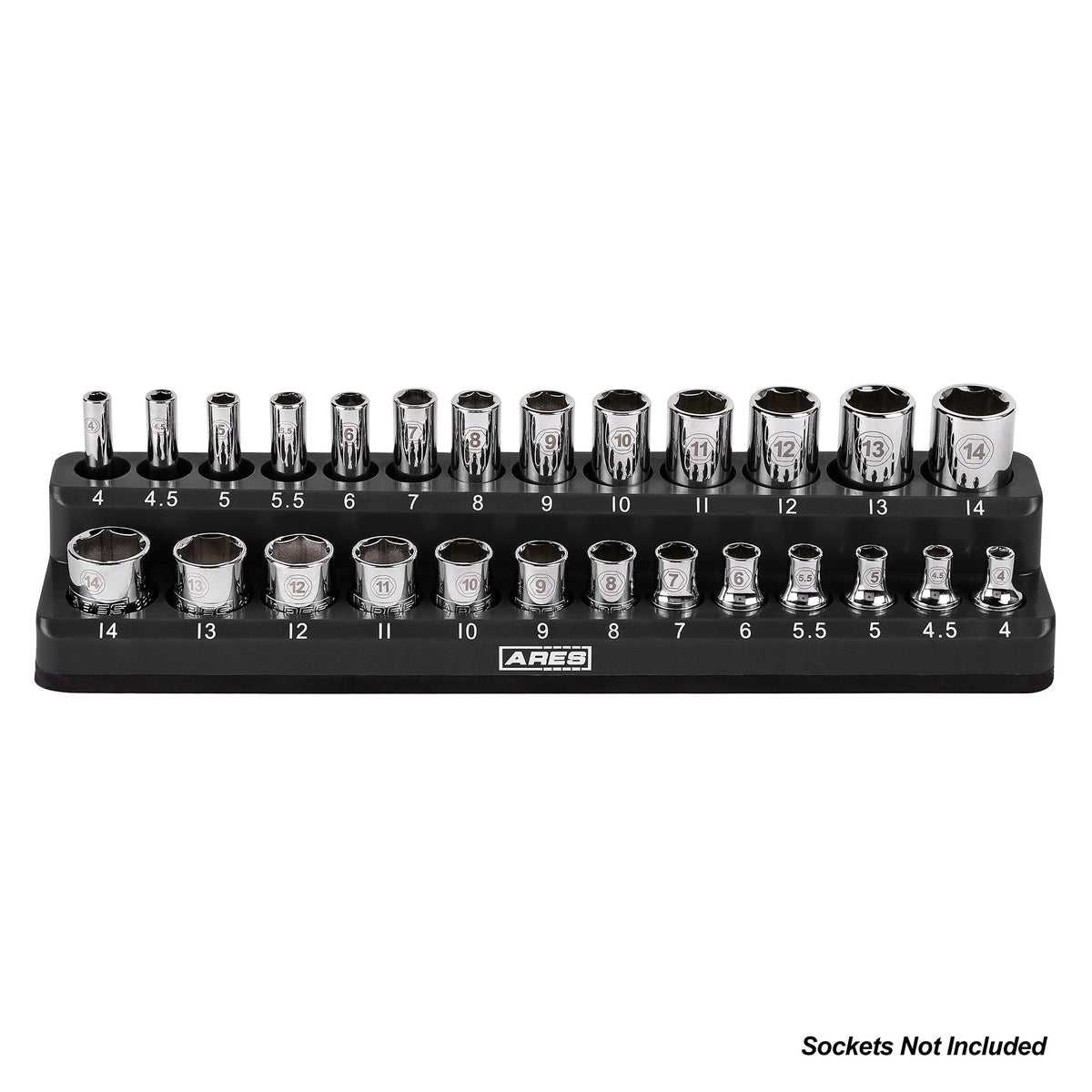 ARES 70233 - 26-Piece 1/4" Black Metric Magnetic Socket Holder