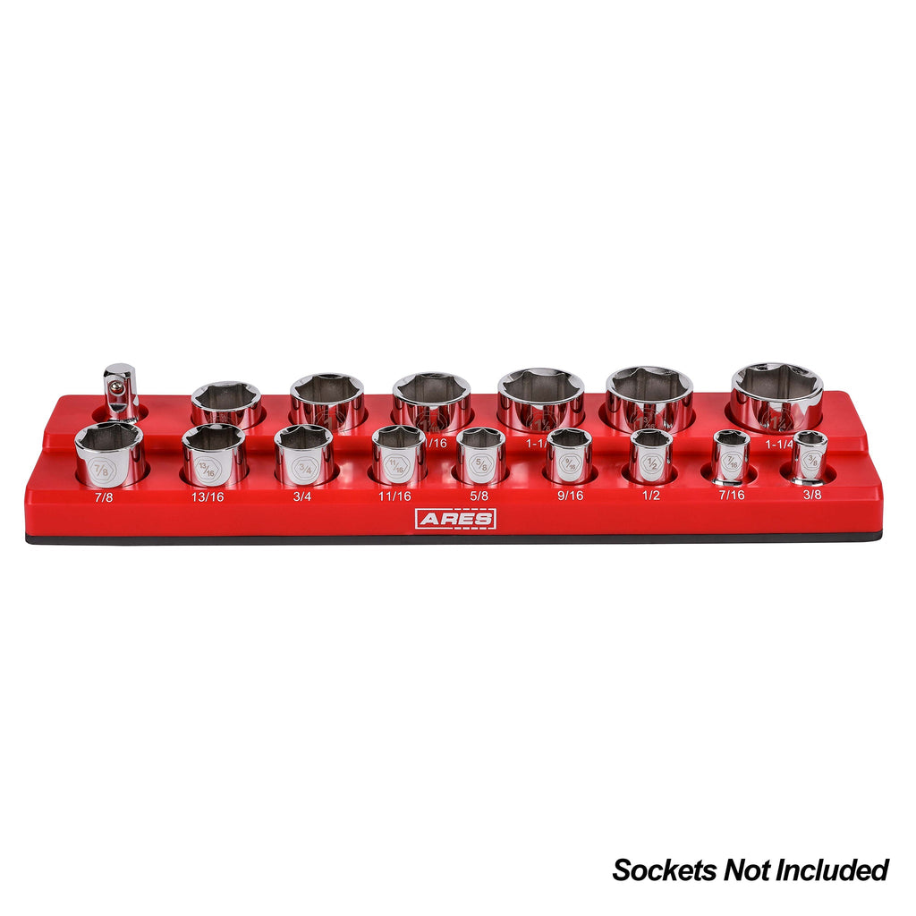 ARES 70236 - 16-Piece 1/2" Red SAE Magnetic Socket Holder