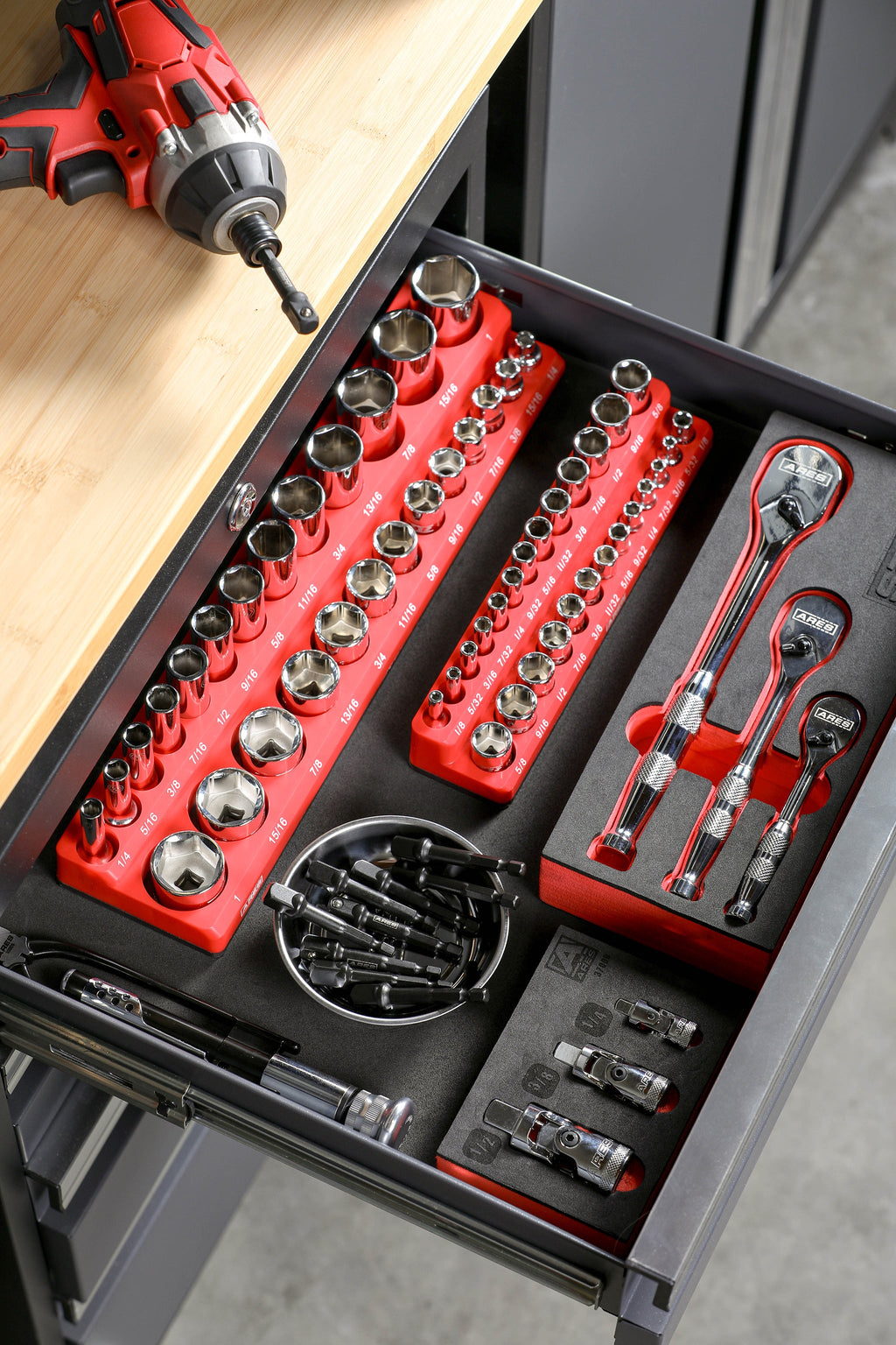 ARES 70387 - 10-Piece 3/8-Inch Drive 3-Inch Impact Grade Socket Adapter Set