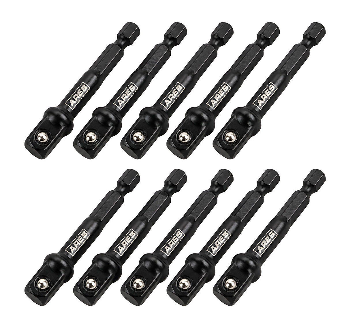 ARES 70387 - 10-Piece 3/8-Inch Drive 3-Inch Impact Grade Socket Adapter Set