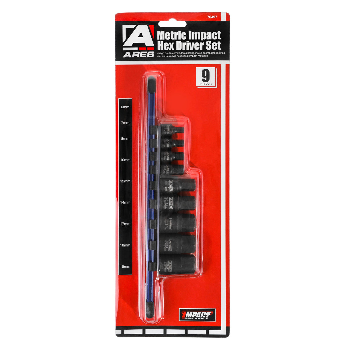 ARES 70497 - 9-Piece Metric Impact Hex Driver Set