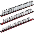 ARES 60124 - 3-Piece Red 17-Inch Aluminum Socket Rail Set with Locking End Caps