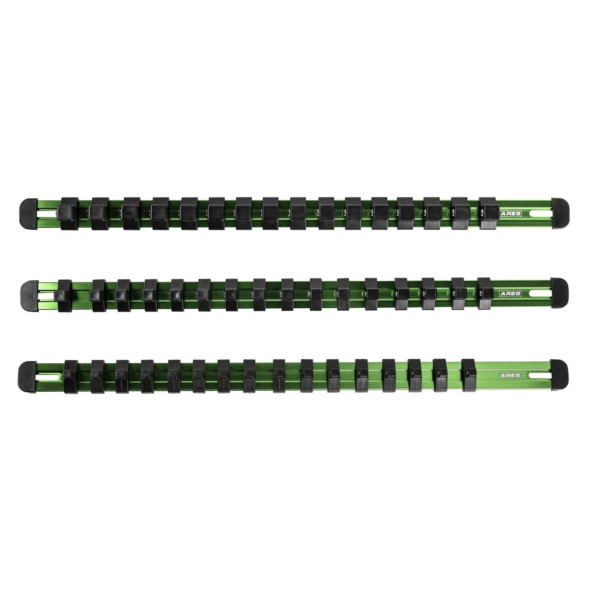 ARES 60126 - 3-Piece Green 17-Inch Aluminum Socket Rail Set with Locking End Caps