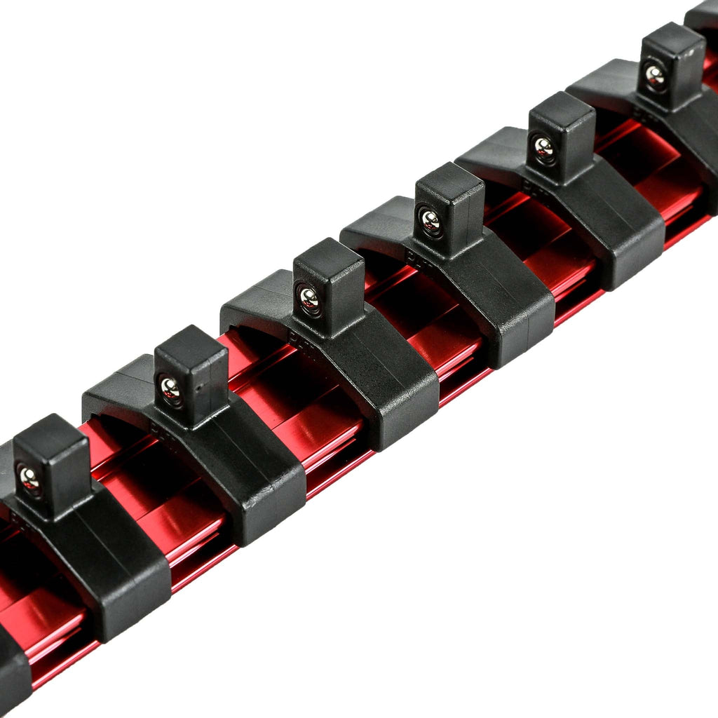 ARES 60097 - 1/4-Inch Drive Red 9.84-Inch Socket Rail with Locking End Caps