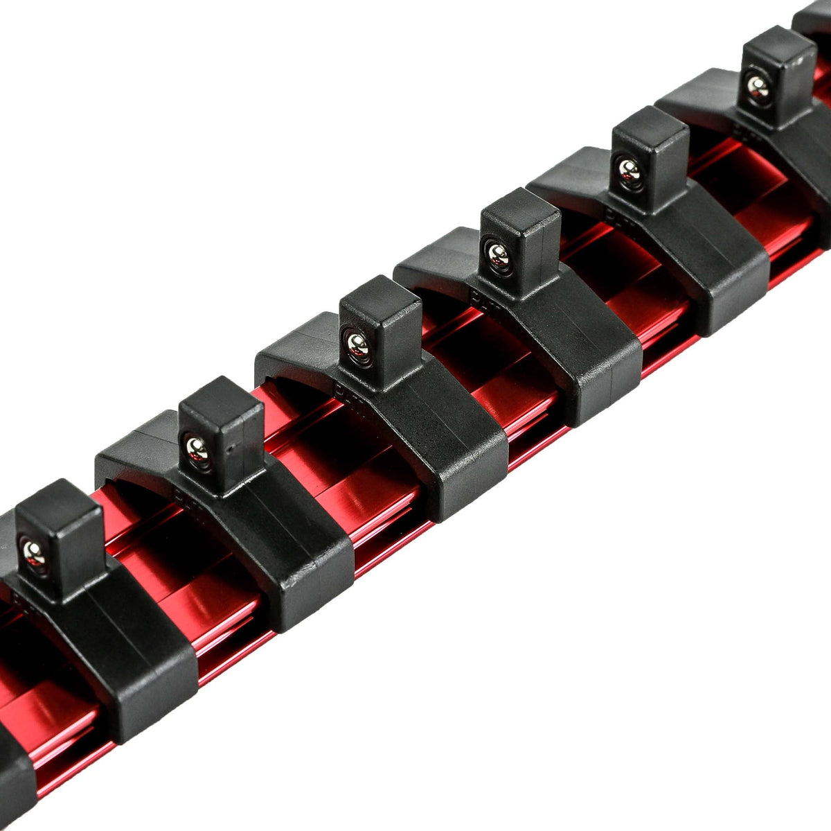 ARES 60097 - 1/4-Inch Drive Red 9.84-Inch Socket Rail with Locking End Caps