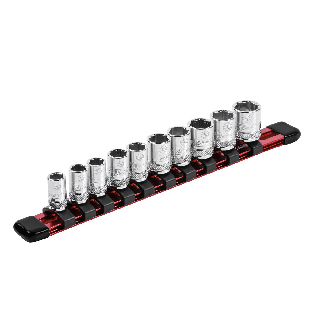 ARES 60075 - 1/4-Inch Red Black 9.84-Inch Socket Organizer